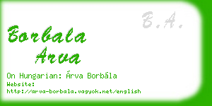borbala arva business card