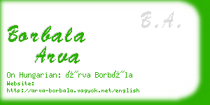 borbala arva business card